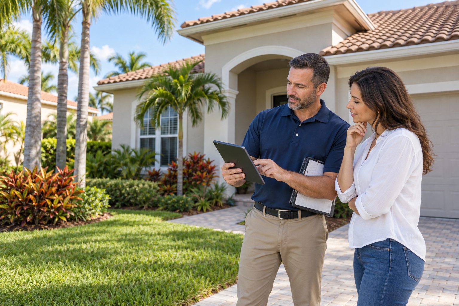 Coral Springs home inspector discussing an inspection quote with a homeowner